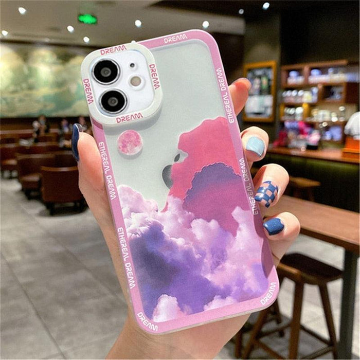 Snow Mountain Sunset Phone Case For iPhone 13 12 Mini 11 Pro Max  Snow Mountain Moon Night Lovely Phone Case Soft Shockproof Camera Lens Protective Cute Case Soft Shockproof Bumper Clear Back Cover