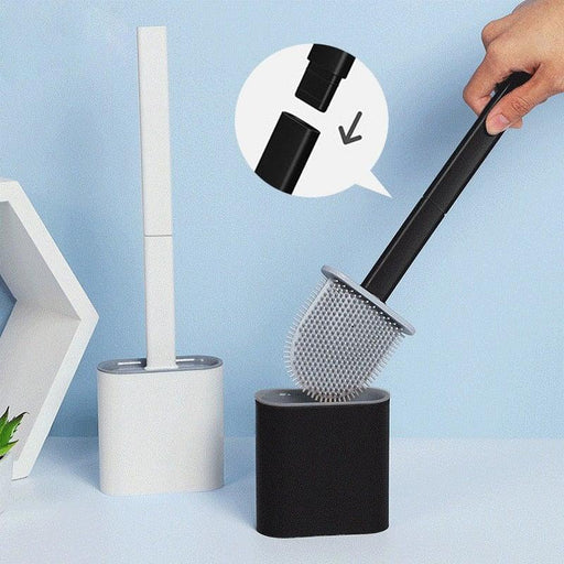 Soft Silicone Head Toilet Brush With Holder Black Wall-Mounted Detachable Handle Bathroom Cleaner Durable Accessories Silicone Toilet Brush Wall Mounting Toilet Brush No-Slip Long Handle Soft Silicone Bristle Toilet Corner Cleaner