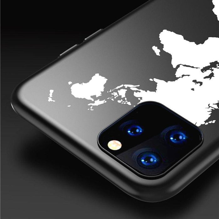 Soild Black Globe Plane Map Phone Case For iPhone 14 13 11 12 Pro X XR XS Max SE 7 8 Plus 6 6s Shockproof Soft Ultra Slim Fit iPhone Case Liquid Silicone Gel Cover with Full Body Protection Anti-Scratch Shockproof Case