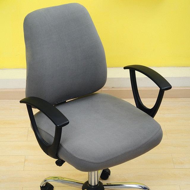 Solid Office Computer Chair Cover Spandex Split Seat Cover Universal Office Anti Dust Arm Chair Cover Washable Removable Spandex Rotating Boss Chair Slipcovers Anti-dust Soft Desk Chair Seat Protector for Dogs Cats Pets