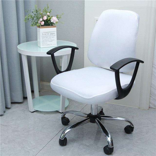 Solid Office Computer Chair Cover Spandex Split Seat Cover Universal Office Anti Dust Arm Chair Cover Washable Removable Spandex Rotating Boss Chair Slipcovers Anti-dust Soft Desk Chair Seat Protector for Dogs Cats Pets