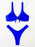 Solid Tie  Bikini Padded Bra High Leg Bandage Push Up Bikini Set Brazilian Swimsuit Women Swimwear Rib Bikini Set High Cut Spaghetti Strap Two Piece Swimsuit Bathing Suit