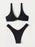 Solid Tie  Bikini Padded Bra High Leg Bandage Push Up Bikini Set Brazilian Swimsuit Women Swimwear Rib Bikini Set High Cut Spaghetti Strap Two Piece Swimsuit Bathing Suit