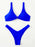 Solid Tie  Bikini Padded Bra High Leg Bandage Push Up Bikini Set Brazilian Swimsuit Women Swimwear Rib Bikini Set High Cut Spaghetti Strap Two Piece Swimsuit Bathing Suit