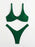 Solid Tie  Bikini Padded Bra High Leg Bandage Push Up Bikini Set Brazilian Swimsuit Women Swimwear Rib Bikini Set High Cut Spaghetti Strap Two Piece Swimsuit Bathing Suit