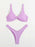 Solid Tie  Bikini Padded Bra High Leg Bandage Push Up Bikini Set Brazilian Swimsuit Women Swimwear Rib Bikini Set High Cut Spaghetti Strap Two Piece Swimsuit Bathing Suit