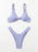 Solid Tie  Bikini Padded Bra High Leg Bandage Push Up Bikini Set Brazilian Swimsuit Women Swimwear Rib Bikini Set High Cut Spaghetti Strap Two Piece Swimsuit Bathing Suit