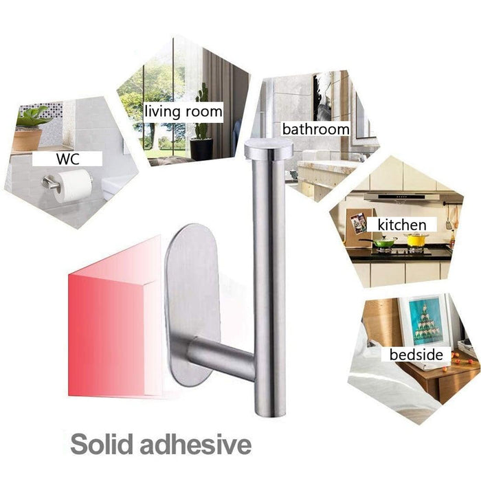 Stainless Steel Nail-free Wall Mounted Toilet Paper Holder Kitchen Tissue Paper Holder Toilet Roll Dispenser For Bathroom Toilet Paper Holder Toilet Paper roll Holder Self Adhesive+Super Glue  Stainless Steel No Drilling For Bathroom Bedroom Kitchen