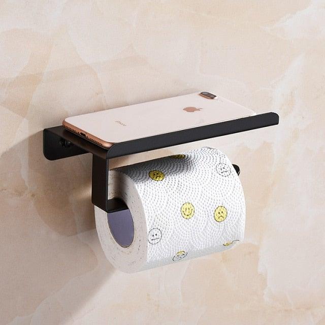 Stainless Steel Toilet Paper Holder Bathroom Wall Mount Paper Phone Holder Shelf Towel Roll Shelf Accessories Bathroom Tissue Roll Holder With Phone Shelf Stainless Steel Tissue Paper Dispenser Brushed Finished Wall Mount