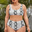 Striped Plus Size Women 2 Pieces Bikini Women's Plus Size Bathing Suits Two Piece High Cut Bikini Sets Waist Swimsuits Swimwear Large Size Swimsuit Off Shoulder High Waist Bathing Suit High Cut Swimwear