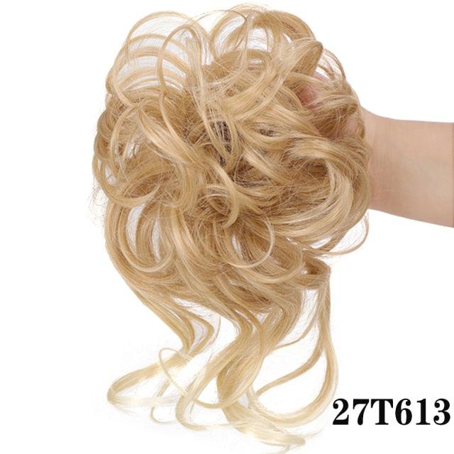 Stylish Synthetic Hair Bun Chignon Messy Curly Hair Band Elastic Scrunchy False Hair Pieces For Women Hairpins Black Brown Clip in Hair Extension For Volumized Hair Buns For Girls