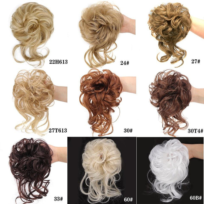 Stylish Synthetic Hair Bun Chignon Messy Curly Hair Band Elastic Scrunchy False Hair Pieces For Women Hairpins Black Brown Clip in Hair Extension For Volumized Hair Buns For Girls