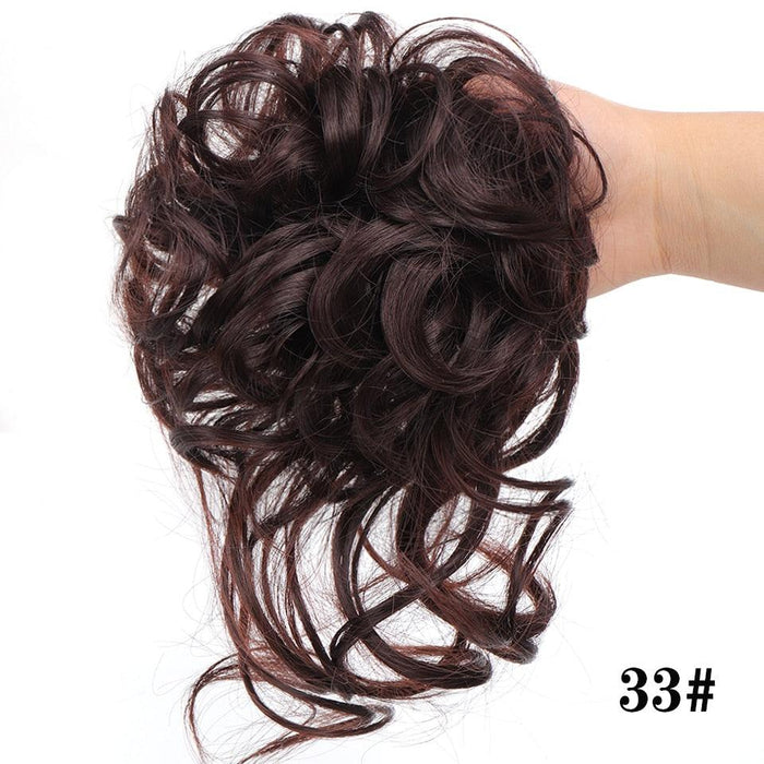 Stylish Synthetic Hair Bun Chignon Messy Curly Hair Band Elastic Scrunchy False Hair Pieces For Women Hairpins Black Brown Clip in Hair Extension For Volumized Hair Buns For Girls