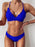 Summer Blue Bikini Women Swimwear Female Swimsuit  Women’s Floral Print Lace-up Strapless Padded Comfortable Swimwear Bathing Suit Two-pieces Bikini Set Knotted Bathing Swim Suit