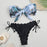 Summer Blue Bikini Women Swimwear Female Swimsuit  Women’s Floral Print Lace-up Strapless Padded Comfortable Swimwear Bathing Suit Two-pieces Bikini Set Knotted Bathing Swim Suit