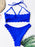 Summer Blue Bikini Women Swimwear Female Swimsuit  Women’s Floral Print Lace-up Strapless Padded Comfortable Swimwear Bathing Suit Two-pieces Bikini Set Knotted Bathing Swim Suit