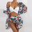 Summer Floral Print Bikini Swimsuit Women 3 Piece High-Waist Bikini Set Swimwear Female Push-Up Bathing Suit Tropical High Waist Wrap Swimsuit With Beach Cover Ups Soft And Breathable Summer Bikini