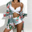 Summer Floral Print Bikini Swimsuit Women 3 Piece High-Waist Bikini Set Swimwear Female Push-Up Bathing Suit Tropical High Waist Wrap Swimsuit With Beach Cover Ups Soft And Breathable Summer Bikini