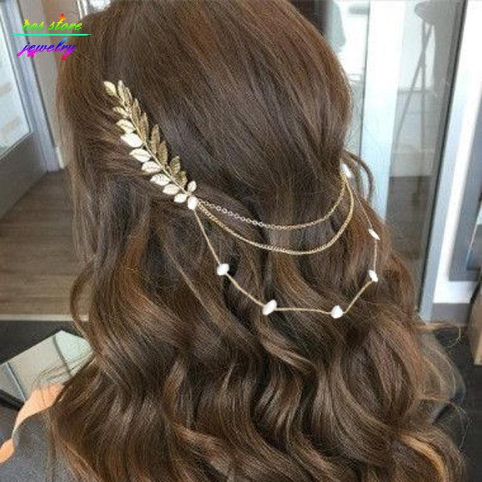 Summer Style Bohemia Leaves Head Crown  Chain And Leaves Hair Comb Wedding Hair Accessories Leaf Hair Hoop Headband Bridal Hair Crown Headdress Metal Leaf Branch French Hair Bands