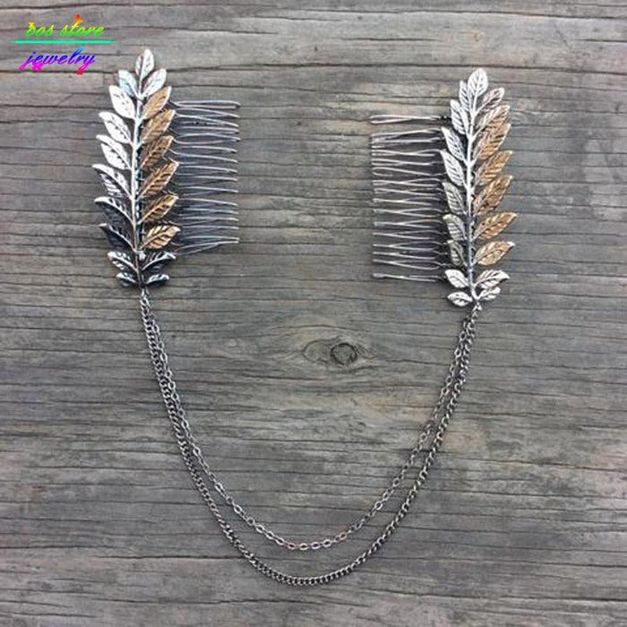 Summer Style Bohemia Leaves Head Crown  Chain And Leaves Hair Comb Wedding Hair Accessories Leaf Hair Hoop Headband Bridal Hair Crown Headdress Metal Leaf Branch French Hair Bands