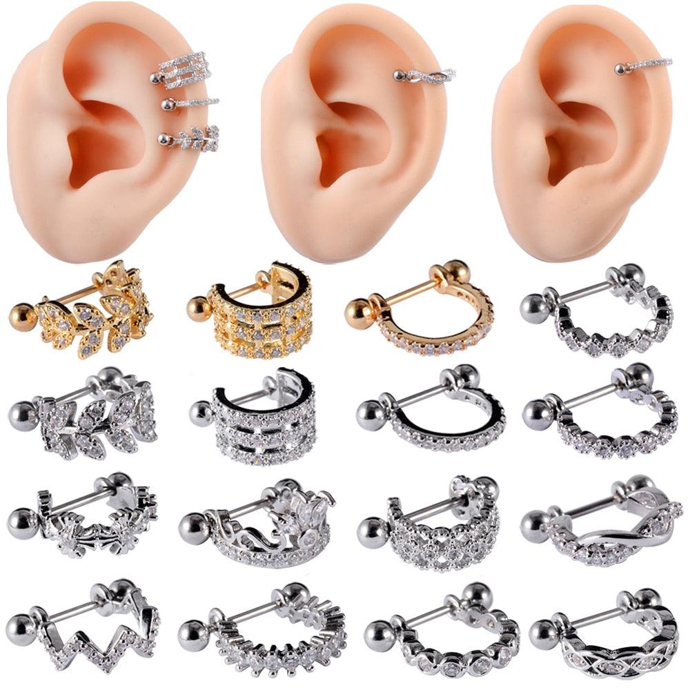 Surgical Steel Barbell With CZ Hoop Ear Tragus Cartilage Helix Earrings Ear Studs Ear Cuff Rook Woman Lobe Piercings Septum Hinged Segment Piercings Body Jewelry Earring Hoop Stainless Steel with Cartilage Earrings Piercings Nose Ring Piercing Jewelry