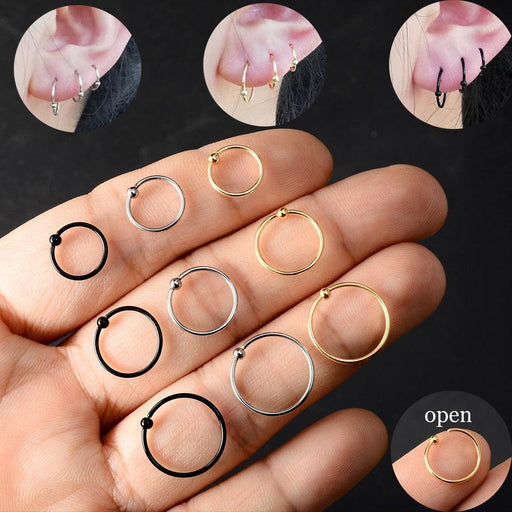 Surgical Steel Captive Bead Ring Ear Hoop Nose Ring Loop Ear Tragus Cartilage Piercing Ring  Hinged Clicker Segment Nose Ring Hoops Helix Cartilage Tragus Sleeper Earrings Body Piercing Ear Piercing Body Jewelry Earring