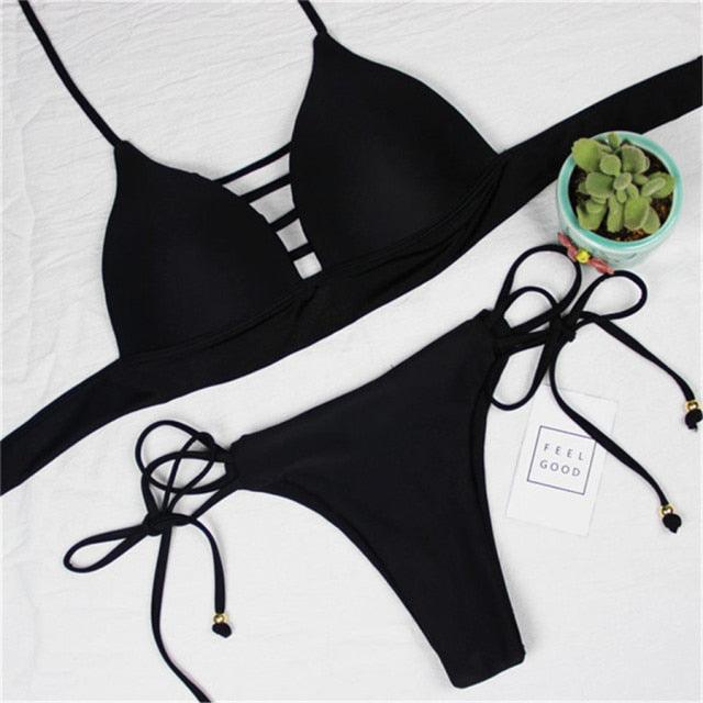 Swimwear Women Bandage Women Triangle Bathing Suits 2 Pieces Bikini Bowknot Swimsuit Bikini Set Swimwear Bikini Sets Bikinis Bathing Suit Push Up Swimsuit Summer Beachwear