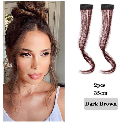 Synthetic Hair Bangs Clip In Front Side Bangs Fake Fringe Hair Extensions For Women Natural Hairpiece Natural Flat Neat side Bangs With Temples For Women One Piece Hairpiece