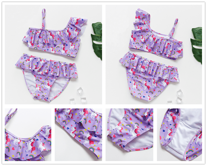 Teenager Girls Swimwear Two pieces Girls Swimsuit High quality Kids Bikini Sets Children Beach Wear Girls Two Piece Bikini Swimsuits Striped Ruffle Swimwear Bathing Suit Set