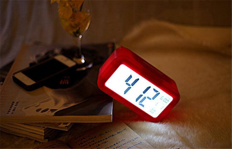 Time and Temperature Digital Table Snooze Alarm Clock  LCD Display Bedside Alarm Clock with Snooze Backlight Night Light Date and Temperature Sleep Timer for for Heavy Sleepers Children Wake Up Kids Alarm Clock Night Light for Children Desk Clock