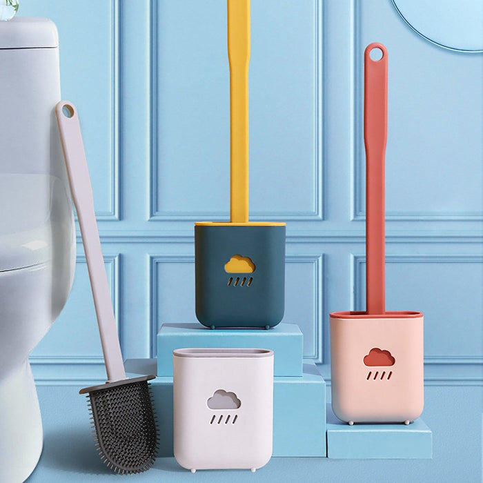 Toilet Brush Holder Sets Wall Hanging Household Floor Standing Soft Bristle Head Bathroom Cleaning Accessories Toilet Brush Set, Silicone Toilet Brush with Holder Wall Mounted With Toilet Bowl Brush And Holder Bendable Brush Head Holder Quickly Drying