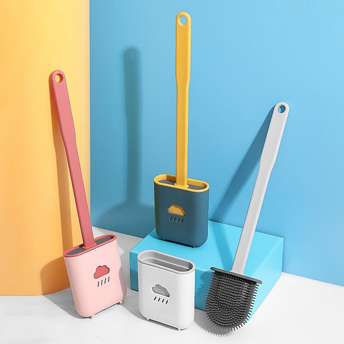 Toilet Brush Holder Sets Wall Hanging Household Floor Standing Soft Bristle Head Bathroom Cleaning Accessories Toilet Brush Set, Silicone Toilet Brush with Holder Wall Mounted With Toilet Bowl Brush And Holder Bendable Brush Head Holder Quickly Drying