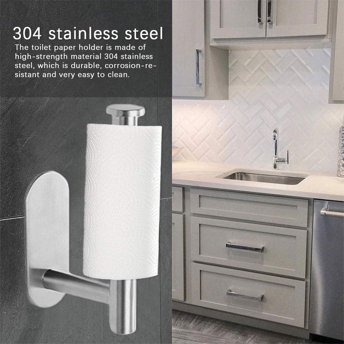 Toilet Paper Holder Bathroom Accessories Stainless Steel Bathroom Kitchen Wall Mounted Roll Paper Rack Tissue Towel Rack Holders Adhesive Toilet Paper Holder Stainless Steel Toilet Tissue Roll Holder Sticky Hand Towel Hanger No Drilling