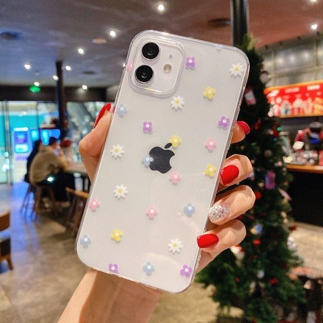 Transparent Phone Case For iPhone Pro Max 12 13 Mini Cute Love Heart Soft Transparent Shockproof Protective Phone Case Soft Silicone Slim Cover