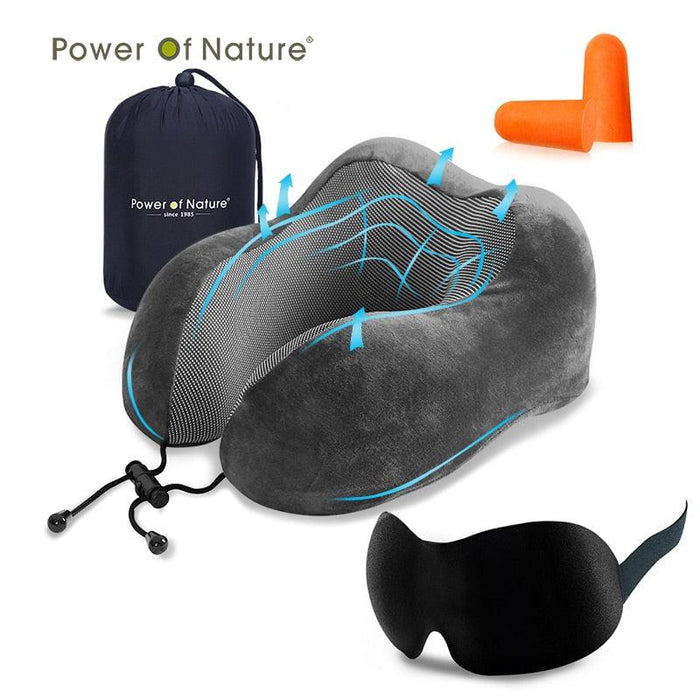 Travel Pillow U Shaped Memory Foam Neck Pillows Neck Cervical Airplane Pillow Healthcare Bedding Free Eye Mask and Earplugs Neck Support Pillow Headrest Travel Folding Slow Rebound Journey Trip Cushion Memory Foam Travel Pillow Neck Pillow