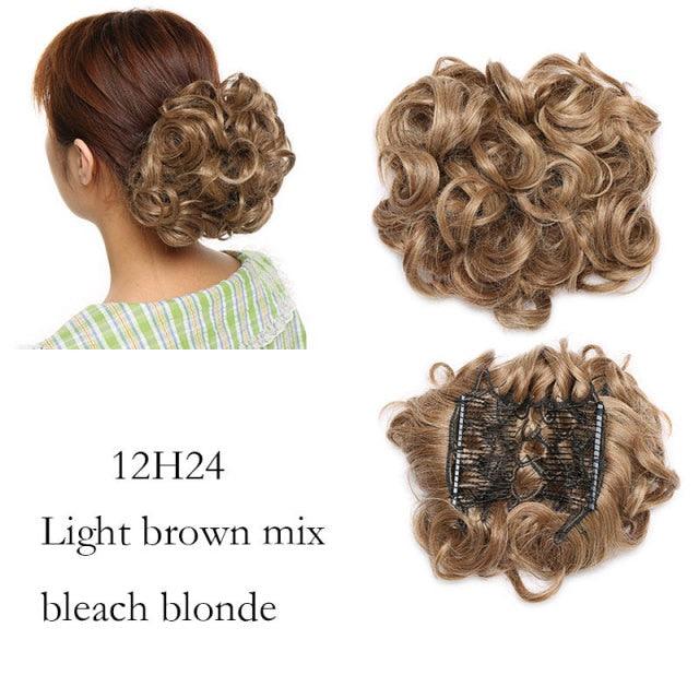 Trending LARGE Comb Clip In Curly Hair Extension Synthetic Hair Pieces Chignon Women Updo Cover Hairpiece Extension Hair Bun Clip in Hair Extension For Volumized Hair Buns For Girls