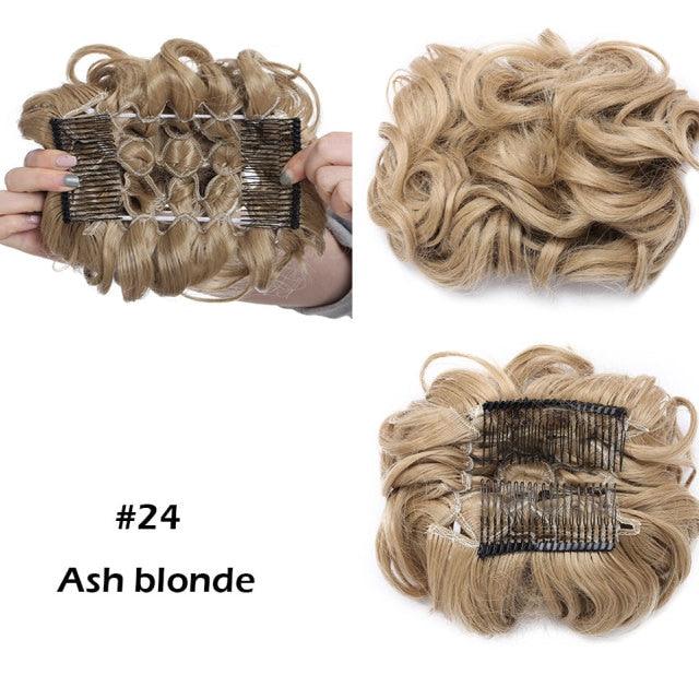 Trending LARGE Comb Clip In Curly Hair Extension Synthetic Hair Pieces Chignon Women Updo Cover Hairpiece Extension Hair Bun Clip in Hair Extension For Volumized Hair Buns For Girls