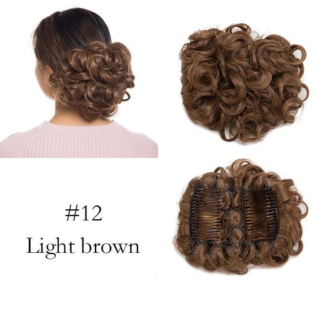 Trending LARGE Comb Clip In Curly Hair Extension Synthetic Hair Pieces Chignon Women Updo Cover Hairpiece Extension Hair Bun Clip in Hair Extension For Volumized Hair Buns For Girls