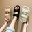 Trendy Black Sandals Summer New Flat Embroidery Thick-Soled Casual Design Hiking Sandals Outdoor Sport Sandals Athletic Sandals Walking Water Women Shoes For Summer