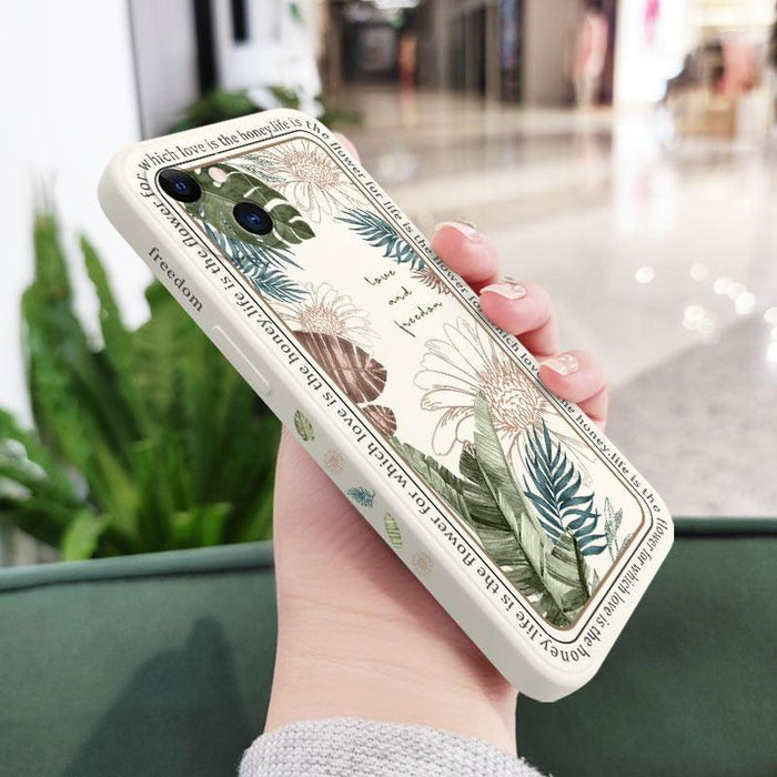 Tropical Style Phone Case For iPhone 14 13 12 11 Pro Max Mini X XR XS MAX 8 7 Plus 6 6S Plus Cover Cute Floral Phone Protective Cover for Women Garden Flower Pattern Design Slim Fit Anti-Scratch