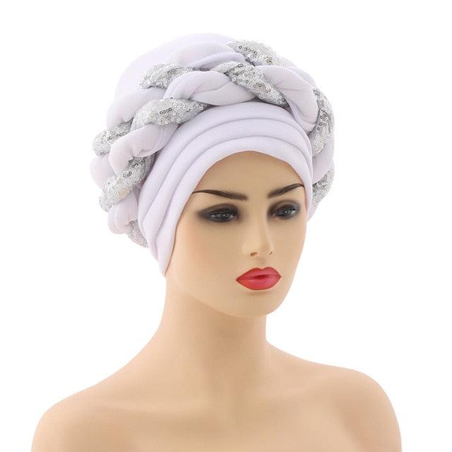 Turbans Pleated Soft Beanie Headwrap Lightweight African Hat Arab Wrap Elegant Muslim Turban Scarf Women Hijabs Hair Accessories Cap bonnet for Women