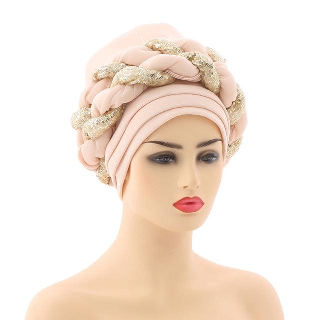 Turbans Pleated Soft Beanie Headwrap Lightweight African Hat Arab Wrap Elegant Muslim Turban Scarf Women Hijabs Hair Accessories Cap bonnet for Women