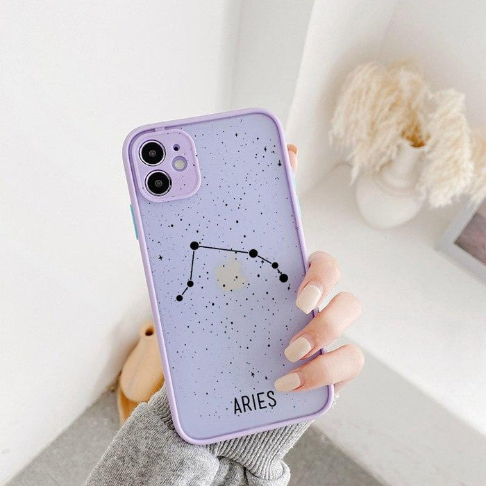 Twelve Constellations Phone Cases For iPhone X XR XS Max Case For iPhone 8 6s 7 Plus SE 11 12 Pro Max Mini Hard Back Cover Protective Shockproof Bumper Matte Clear Phone Cover for iPhone