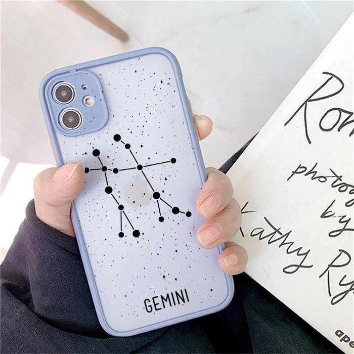 Twelve Constellations Phone Cases For iPhone X XR XS Max Case For iPhone 8 6s 7 Plus SE 11 12 Pro Max Mini Hard Back Cover Protective Shockproof Bumper Matte Clear Phone Cover for iPhone