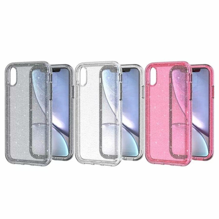 Ultra Hard Shockproof Glitter Transparent Case for iPhone XS XR X 8 7 6 Plus SE2 Sparkle Crystal Clear Sparkly Glitter Shiny Soft Flexible Slim Fit Drop Protection Iphone Cover