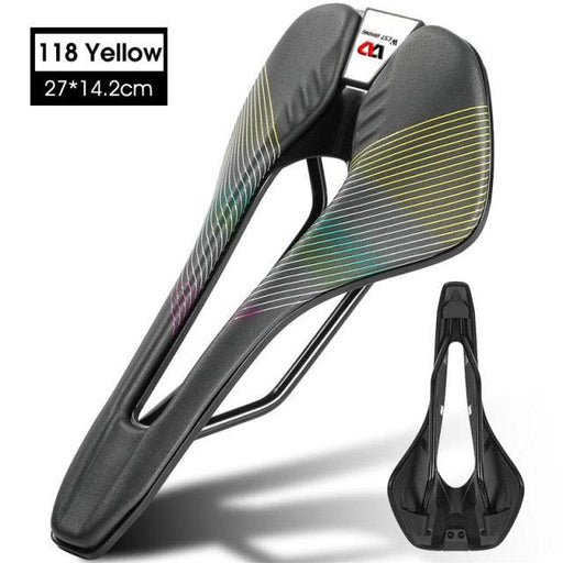 Ultra Light Comfortable Bicycle Saddle Mountain Road Bike Seat Soft Leather Hollow Breathable Cushion Seat Ergonomics Design Breathable Suspension Gel Bike Saddle Cushion For Mountain Bike Road Bike