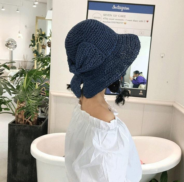 Unique Fashionable Bow Sun Hat Wide Floppy Summer Hats For Women Beach Straw Modern Bucket Hat Women's Summer Foldable Wide Breathable Outdoor Sun Hat