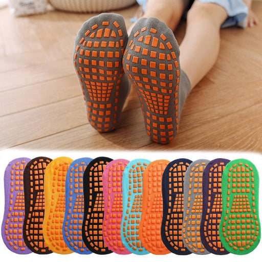 Unisex Anti-Slip Sock Trampoline Sock Cotton Breathable Short Socks Elasticity Yoga Pilates Hospital Socks Cushioned Sole Grip Socks for Kids And Adults