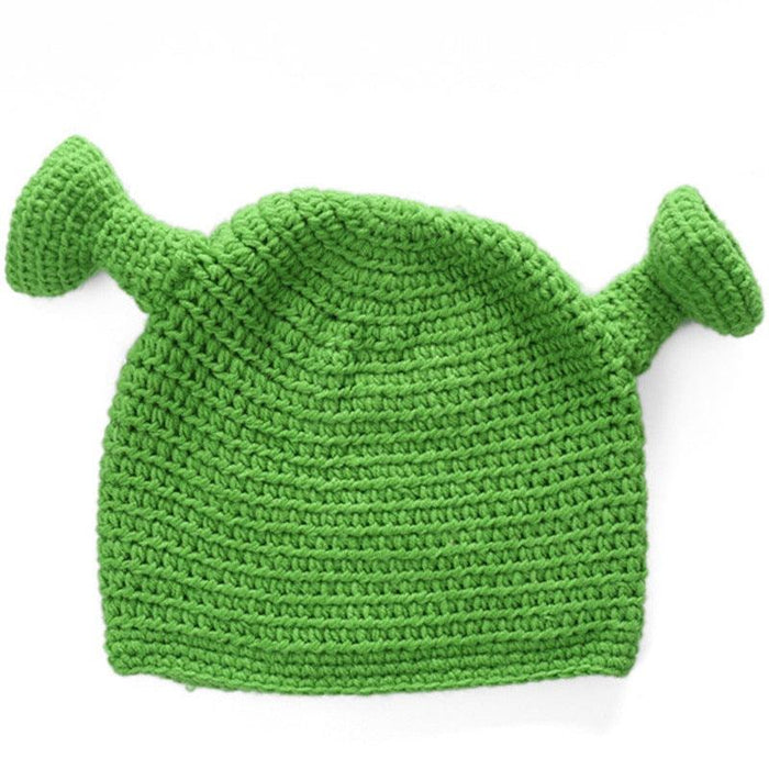 Unisex Balaclava Monster Shrek Hat Wool Winter Knitted Hats Green Party Funny Beanie Skellies Cap for Women Men Pure Handmade Neckerchief with Drawstring Soft Balaclava Pullover Knitted Beanie for Adults Men Women Ski Caps