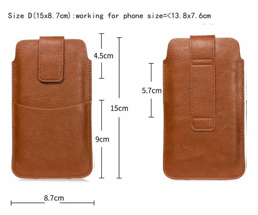 Universal PU Leather Waist Belt Mobile Phone Case Pouch For iPhone  Xiaomi Redmi 9 Poco Huawei Honor Moto Leather Cell Phone Holster with Belt Clip, Flip Cell Phone Case